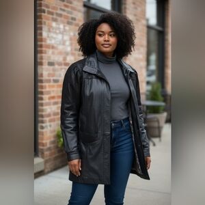 Viktor Sabo Custom Vintage Black Leather & Suede Jacket  24in P2P